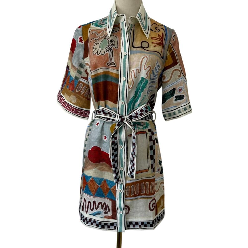 ALEMAIS Michelle Linen Mini Shirtdress - Picture 3 of 8